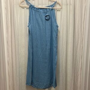 Linen Camisole Dress Women’s M Blue Made in Italy Beach Delicate Feminine